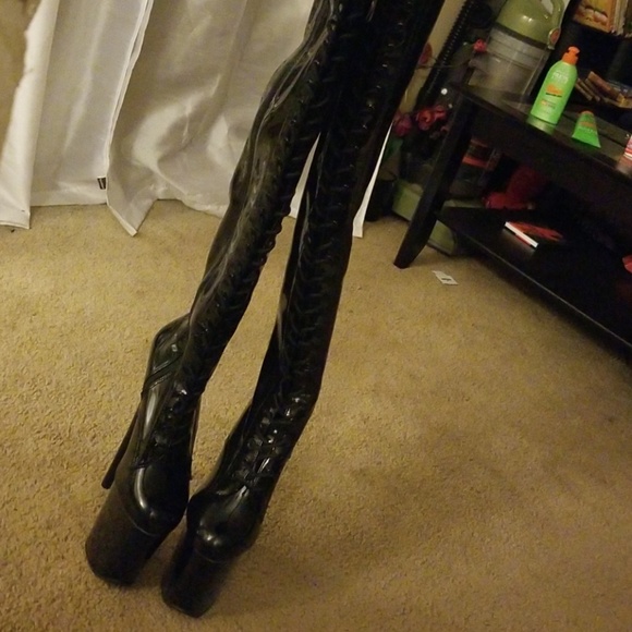 pleaser flamingo thigh high boots